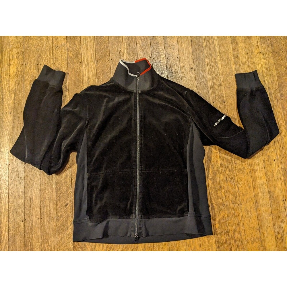 Tommy Hilfiger Women's Size Medium Black Velour Full Zip Jacket Measurements